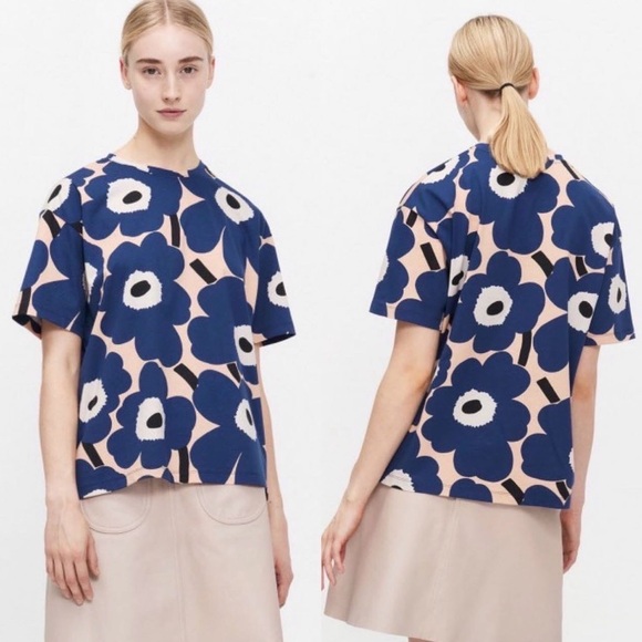 Marimekko Nea Pieni Unikko Navy and Cream Floral Top XS - Picture 7 of 7